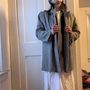 Vintage grey herringbone tweed wool coat